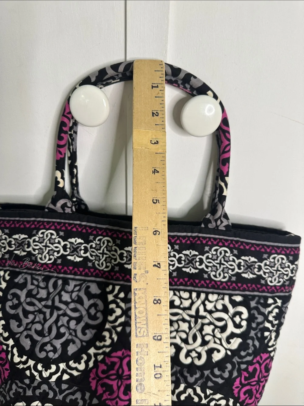 Vera Bradley Black, White & Pink Quilted Shoulder Tote